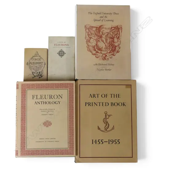 FIVE BOOKS ON PRINTING: FLEURONS & A CRUIKSHANK COMIC ALPHABET